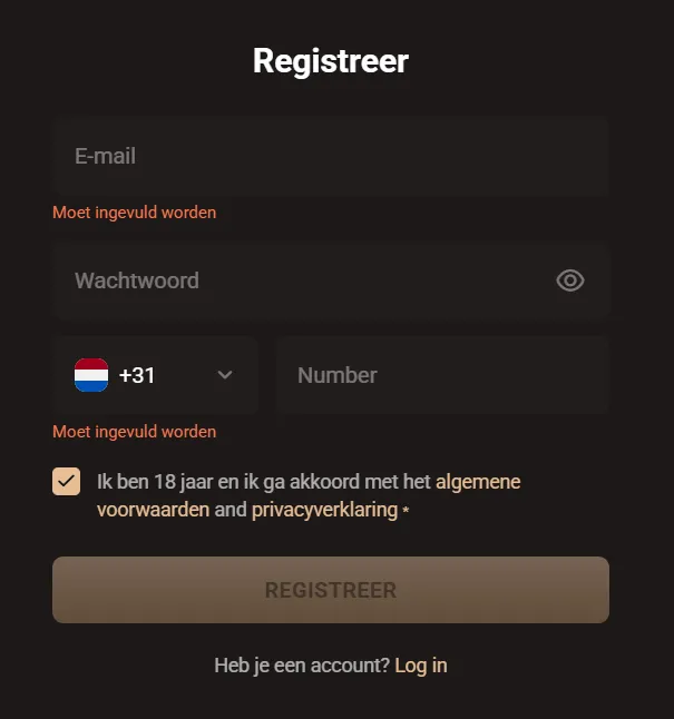 LegionBet casino registratie en account aanmaken
